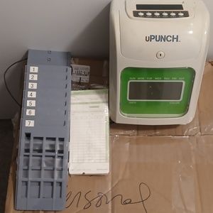 Vintage UPUNCH Time Clock & Card Holder & Time Cards Blanks Electronic Clock